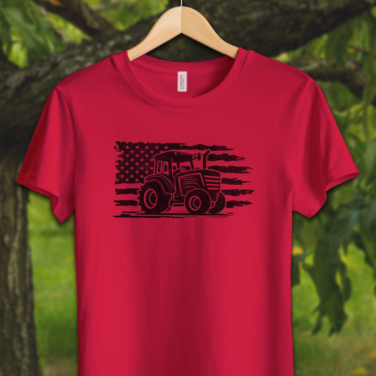 Youth Shirts T-Shirt Youth / S / Red Vintage American Flag Tractor - Youth Shirt