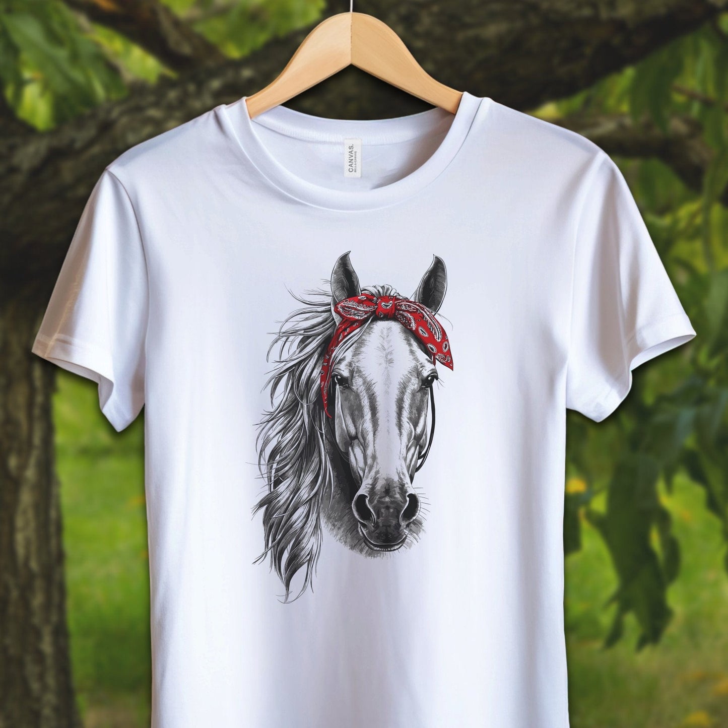 Youth Shirts T-Shirt Youth / S / White Stylish Horse with Red Bandana - Youth Shirt